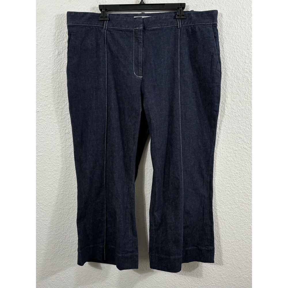 M.M.LaFleur Jeans Womens 20 Dark Wash Wide Leg Cropped High Rise Stretch REW1DKW